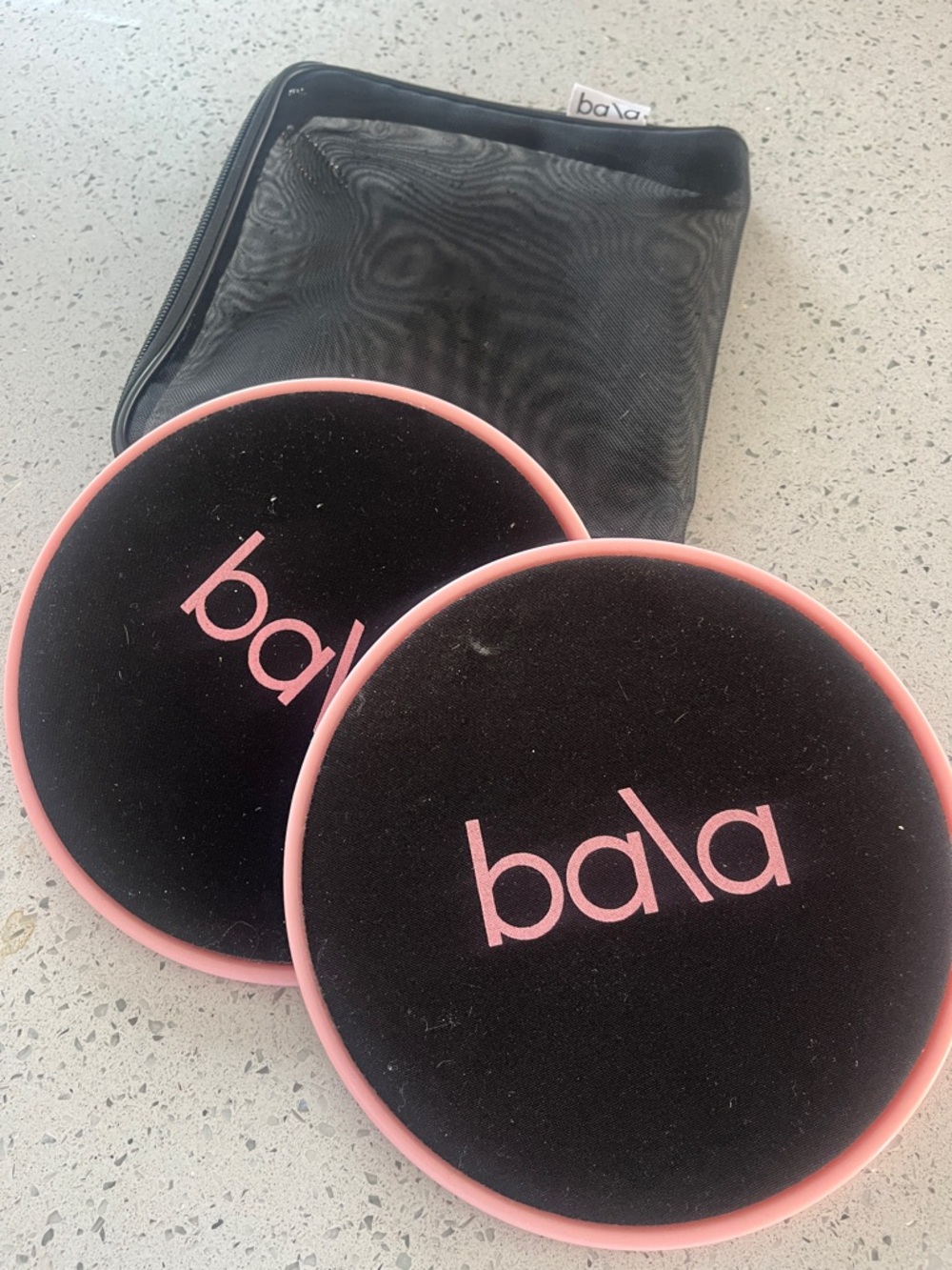 Bala Black and Pink Core Sliders with Mesh Pouch